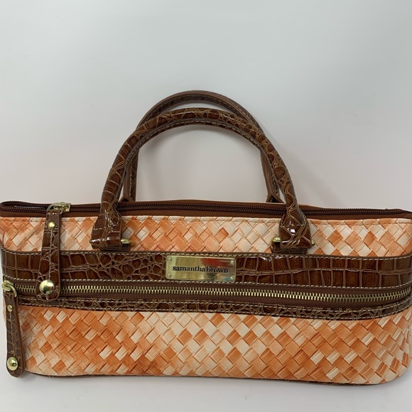 Samantha Brown Tan Orange Woven Wine Cooler Bag - Picture 12 of 13